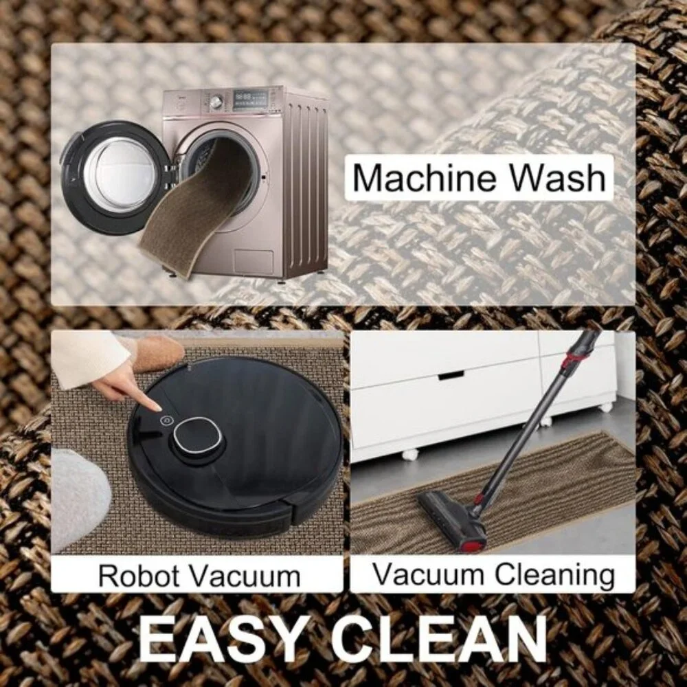 New 2Pcs Kitchen Mat Set, Cushioned Non-Slip Washable Rugs for Floor, Brown